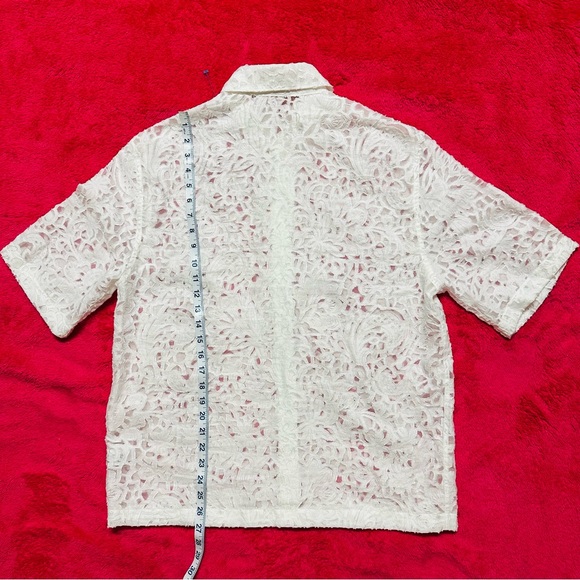 Zara Men's White Lace Button Down Shirt - Picture 3 of 8